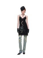 Black Lace Patch Knit Dress