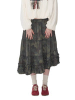 Camouflage Frayed Ruffle Layered Skirt