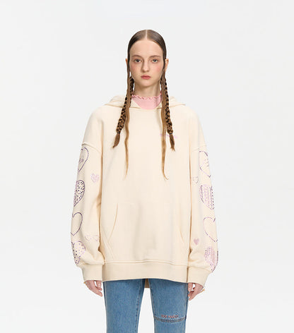 Doozoo Rhinestone Heart Hoodie