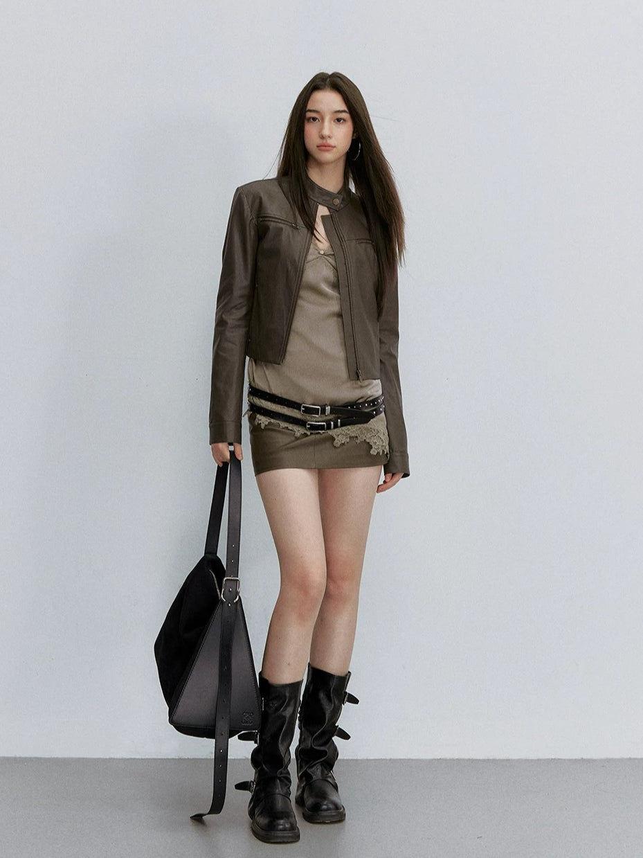 Leather A Line Skirt