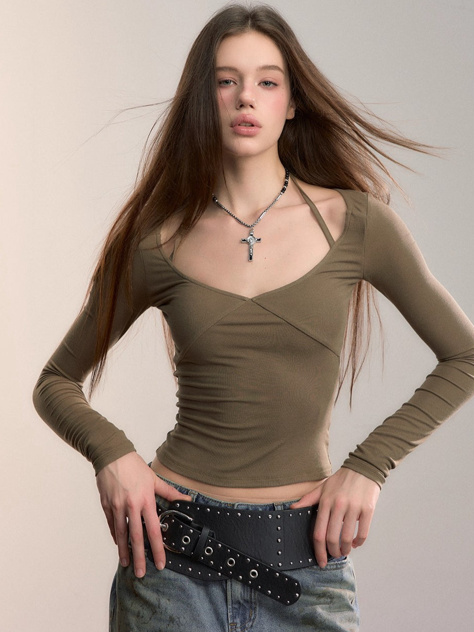 Halter Long-Sleeve Modal Top