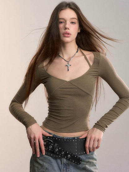 Halter Long-Sleeve Modal Top