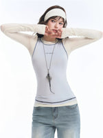 Modal Contrast Layered Long Sleeve Top