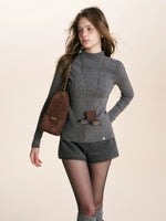 Ribbed Turtleneck Knit Top