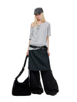 Off Shoulder Drawstring Loose T-Shirt