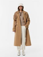 Detachable Knit Shawl Wool-Blend Coat