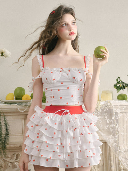 White Tomato Print Cami Top
