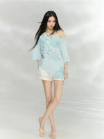 Ocean Print Oversized Top