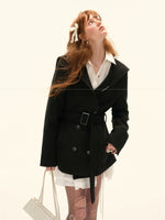 Buttoned Lapel Black Waist Coat