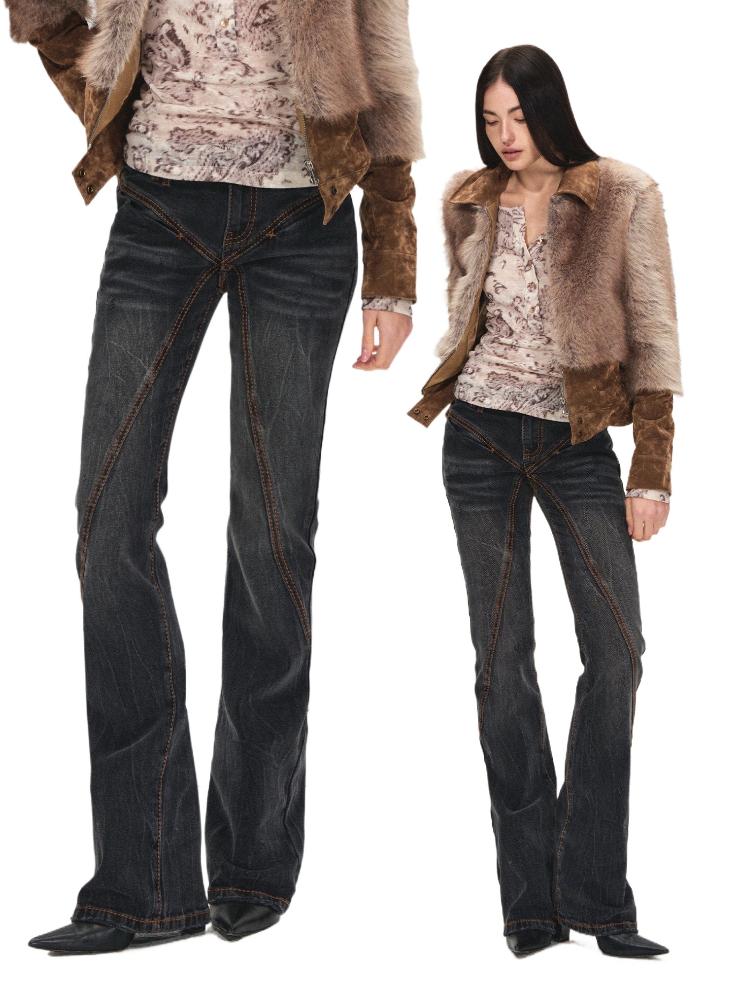 R2 Panel Flare Denim Pants