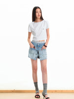 Layered Mammoth Denim Skirt