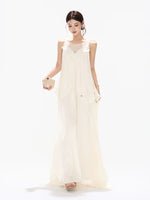 Mesh Panel Ruffle Maxi Dress