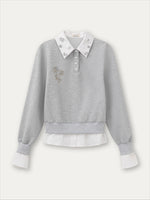 Layered Rose Crystal Collar 2-in-1 Sweatshirt