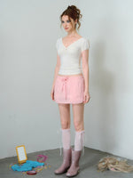 Two-Tone Drawstring Mini Skirt
