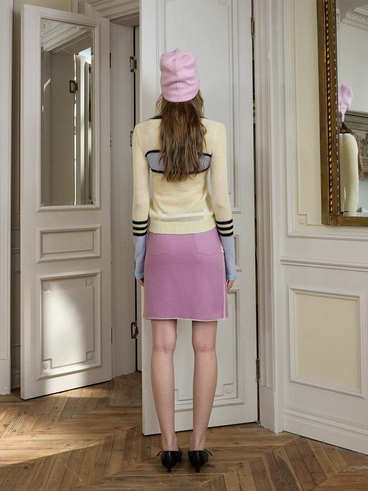 Mohair Embroidered V-neck Top