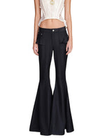 Washed Ruffle Flare Denim Jeans