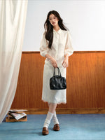Puff Sleeve Lace Skirt Set
