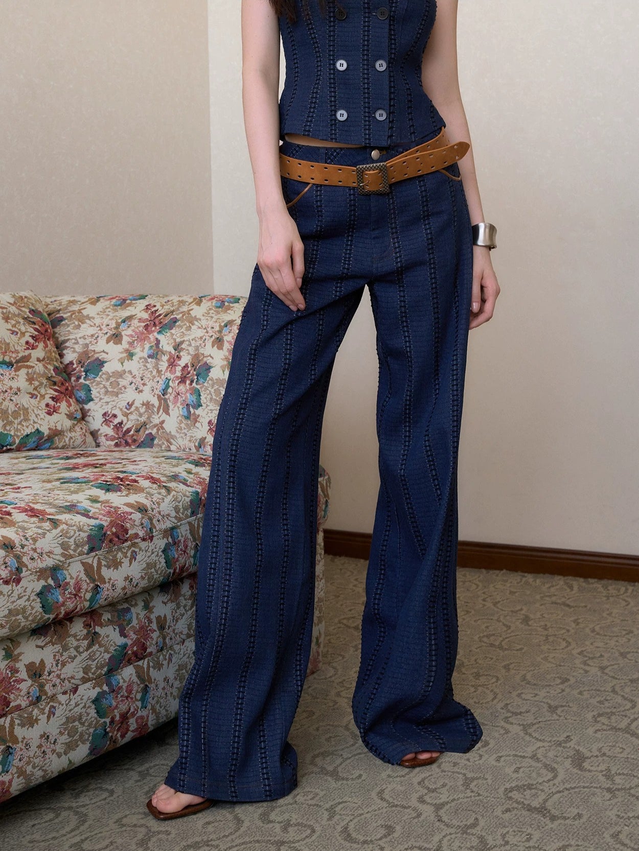 Striped Denim Set