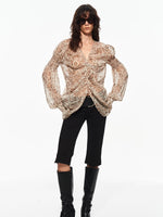 Draped Chiffon V Blouse