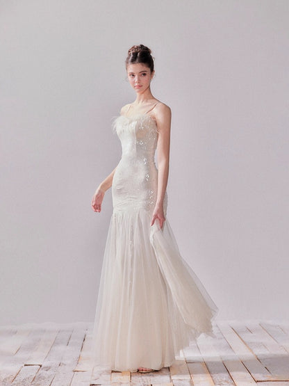 Sequin Mesh Fishtail Dress