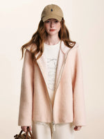 Peach Hooded Zip Coat