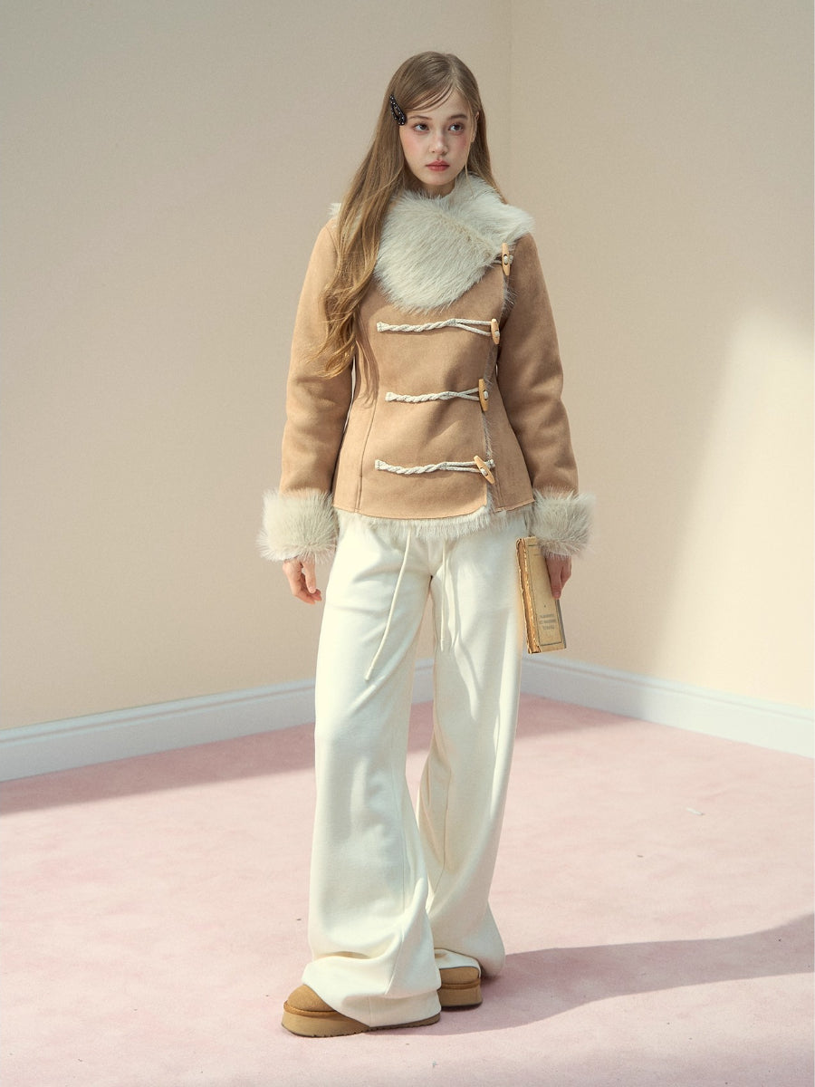 Faux-Suede Toggle Duffle Coat