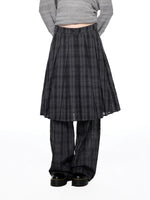 Plaid Pleated Layered Pants