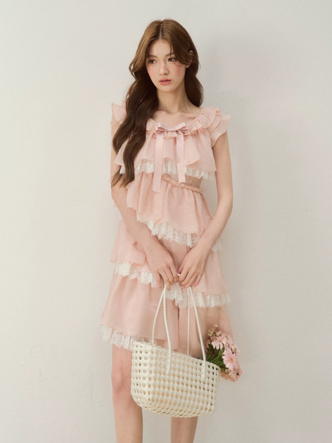 Tiered Lace Bow Dress