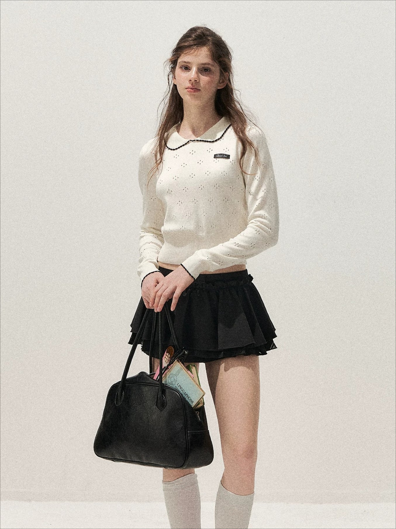 Floral Openwork Peter Pan Sweater