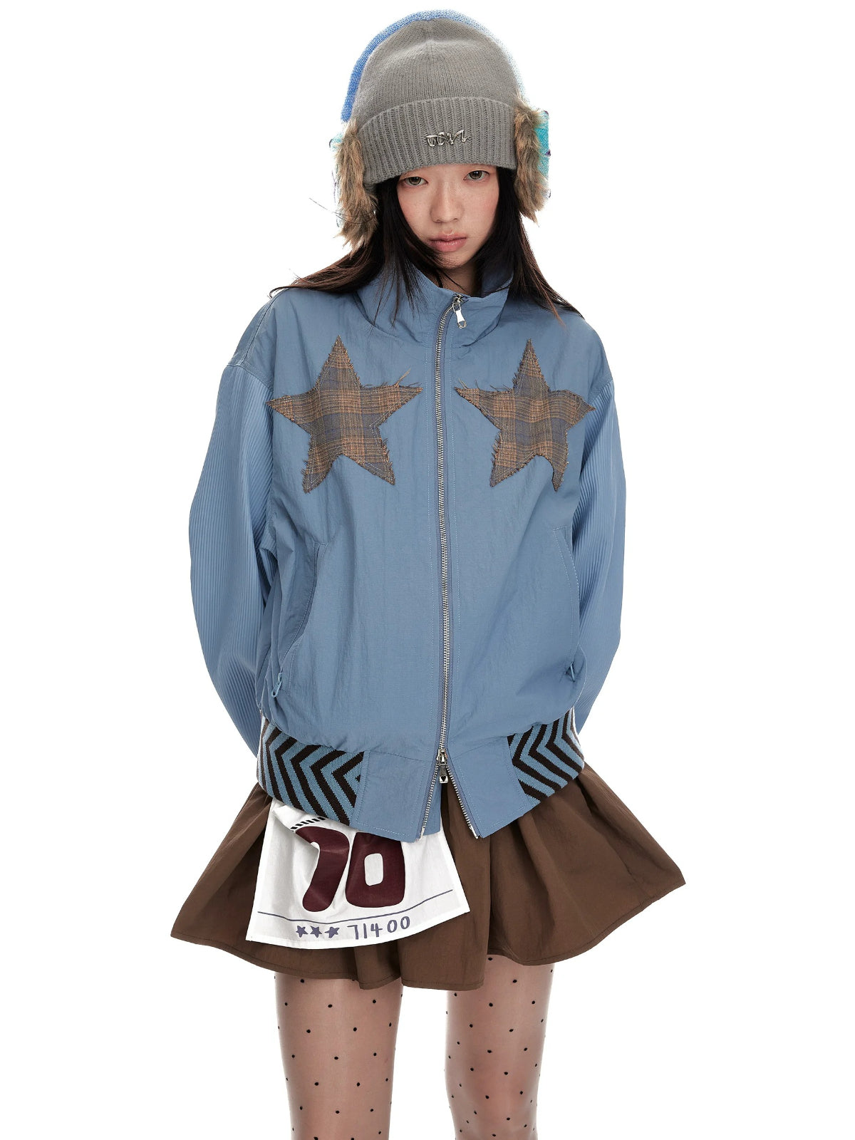 Contrast Panel Zip Jacket