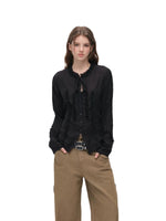 Black Ruffle Tie Blouse