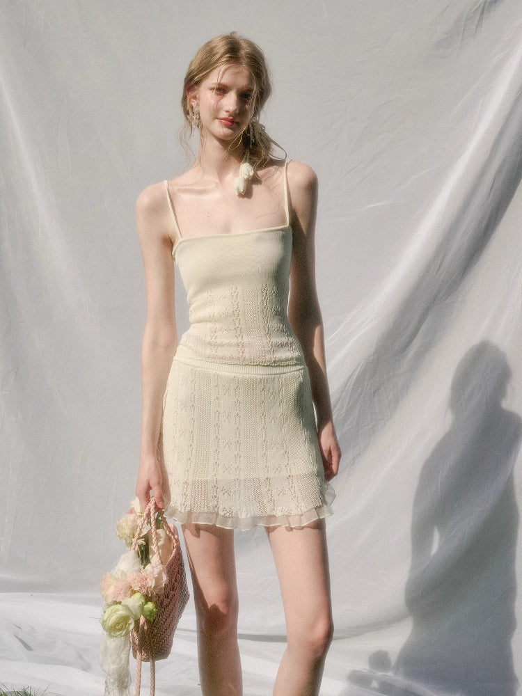 Cool Fabric Knitted Blouse &amp; Skirt Set