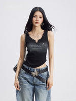 V-Neck Rhinestone Tank