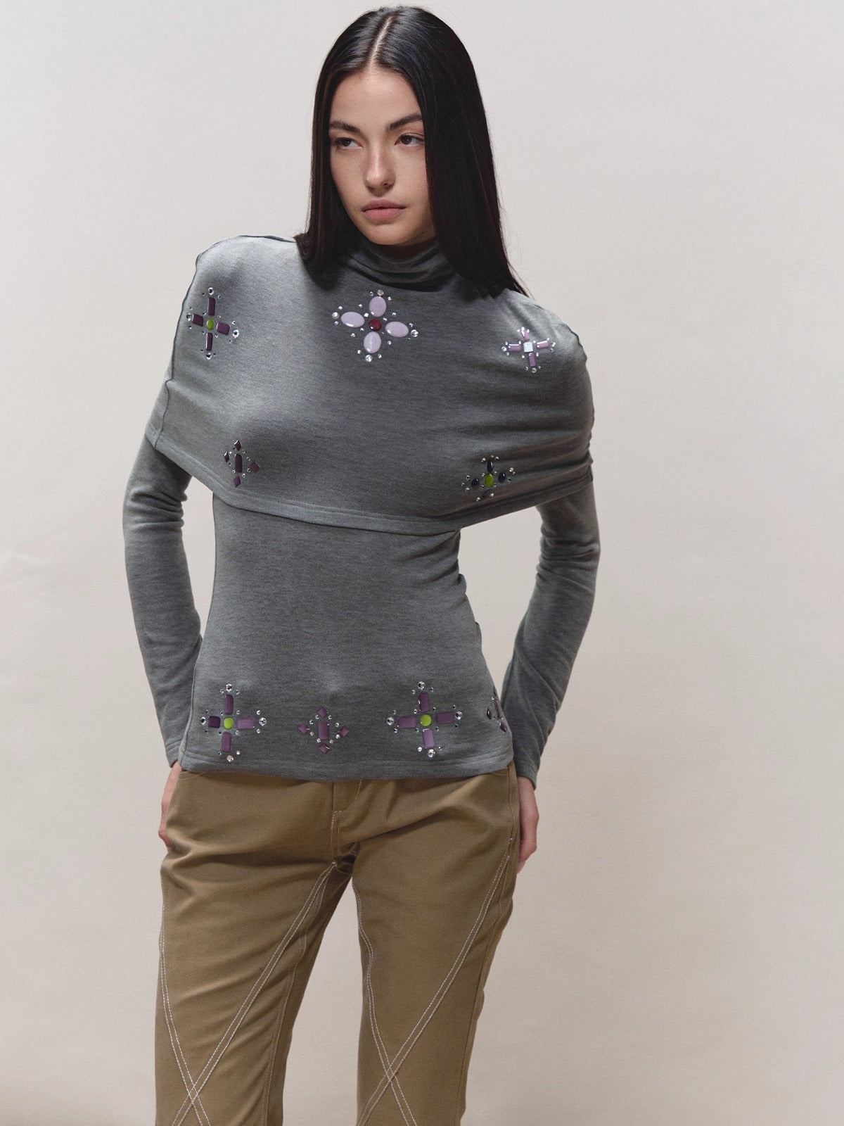 Gem-Detail Two-Piece Knit Set