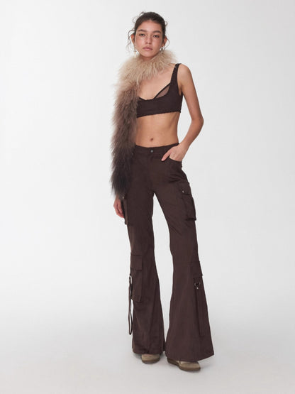 Suede Mesh Lace-Up Bralette