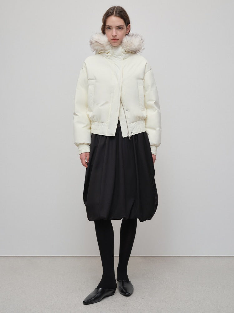 Beige &amp; Brown Faux Fur Down Parka