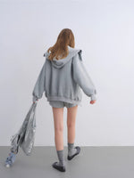Lapel Zip Hoodie Set