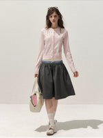 Beaded Contrast Knit Sweater