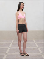 Layered Color Blocking U-Neck Halter Vest