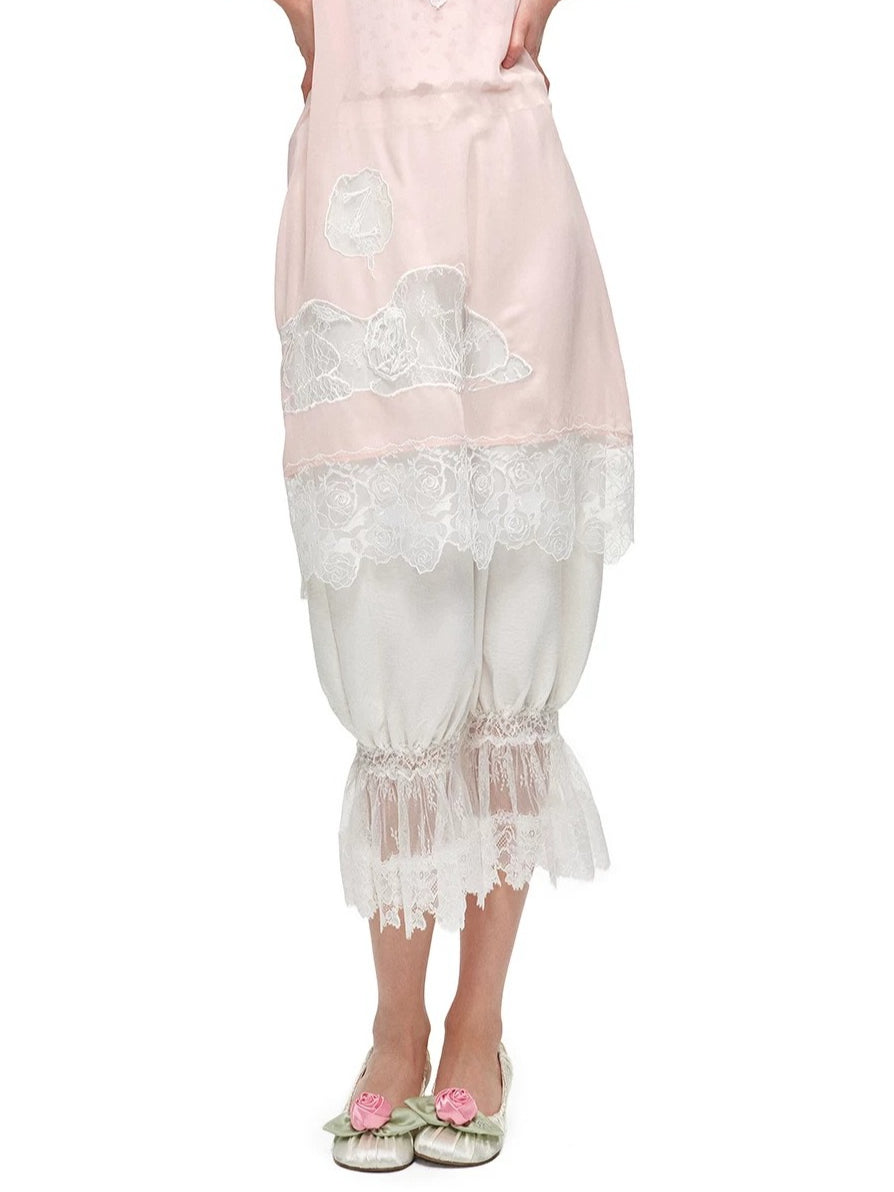 Lace Trim Cropped Pants