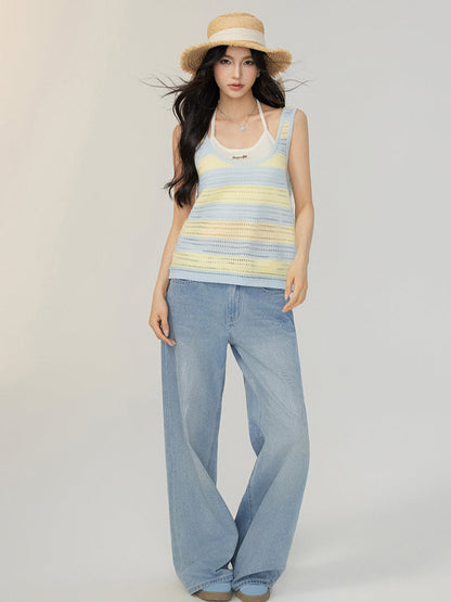 Hollowed-out Lyocell Halter Camisole Vest