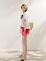 Lace Ruffle V-Neck Top