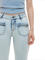 Blue Braided Flare Jeans