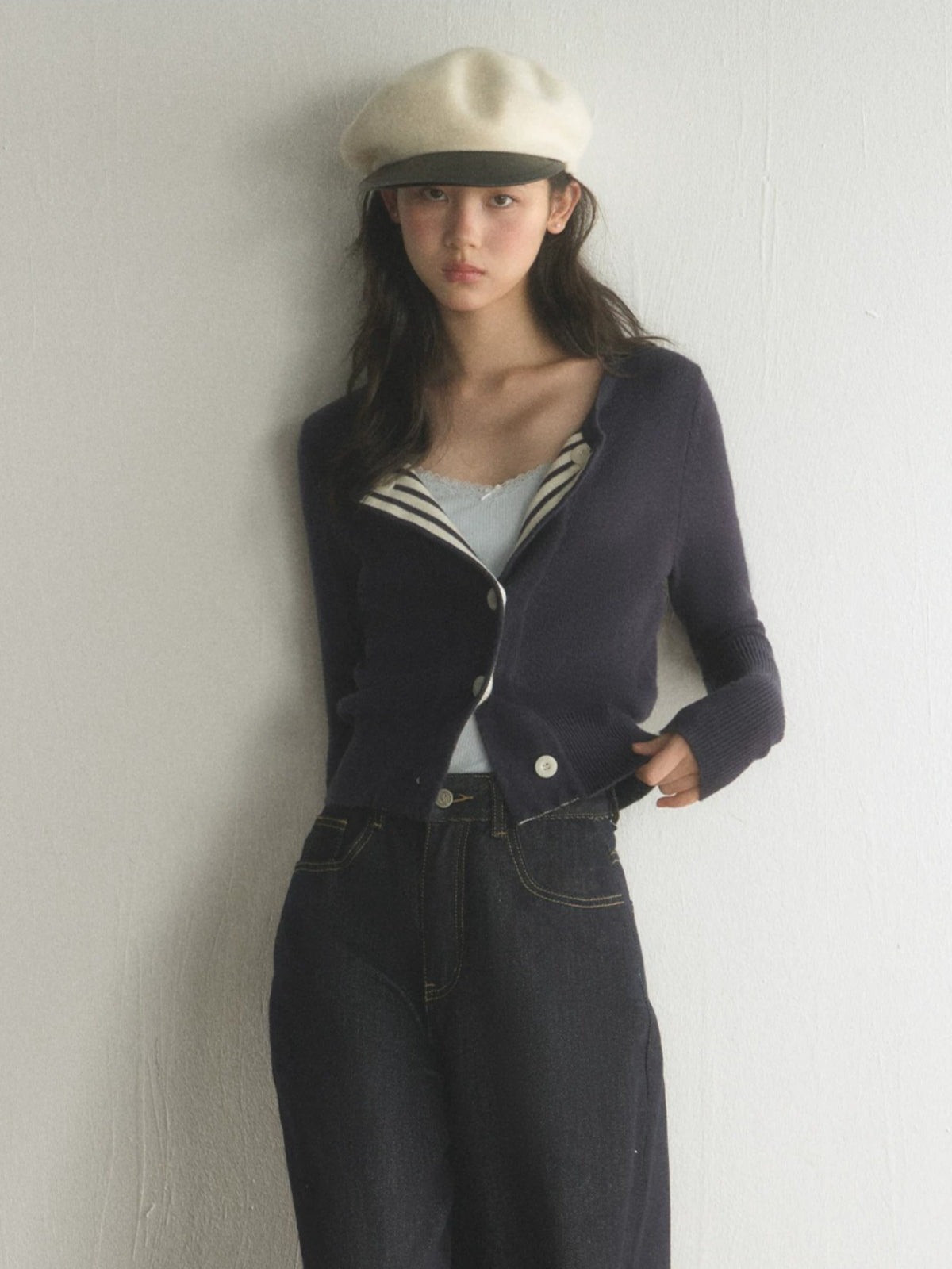 Contrast Stripe Knit Cardigan
