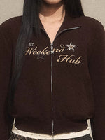 Vintage Letter Zip Sweatshirt