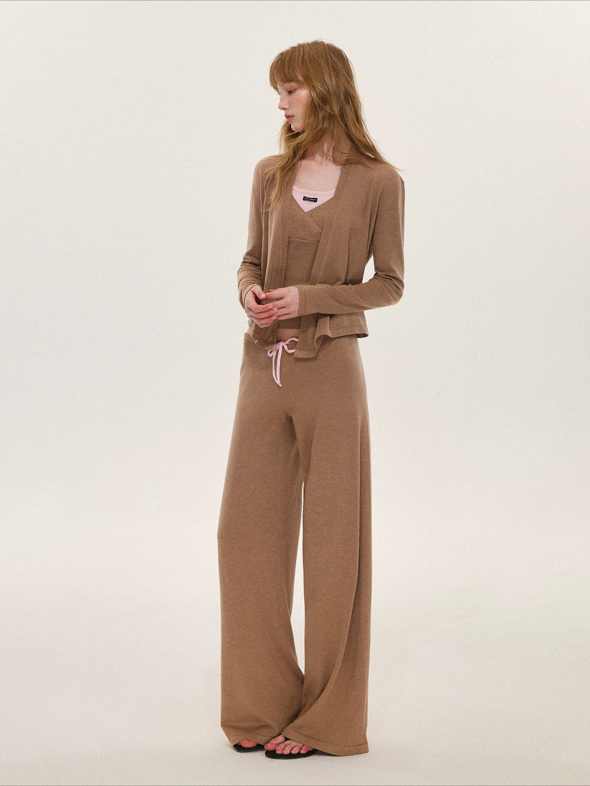 Contrast Wool Blend Three-Piece Set