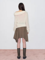 Draped Neck Knit Sweater