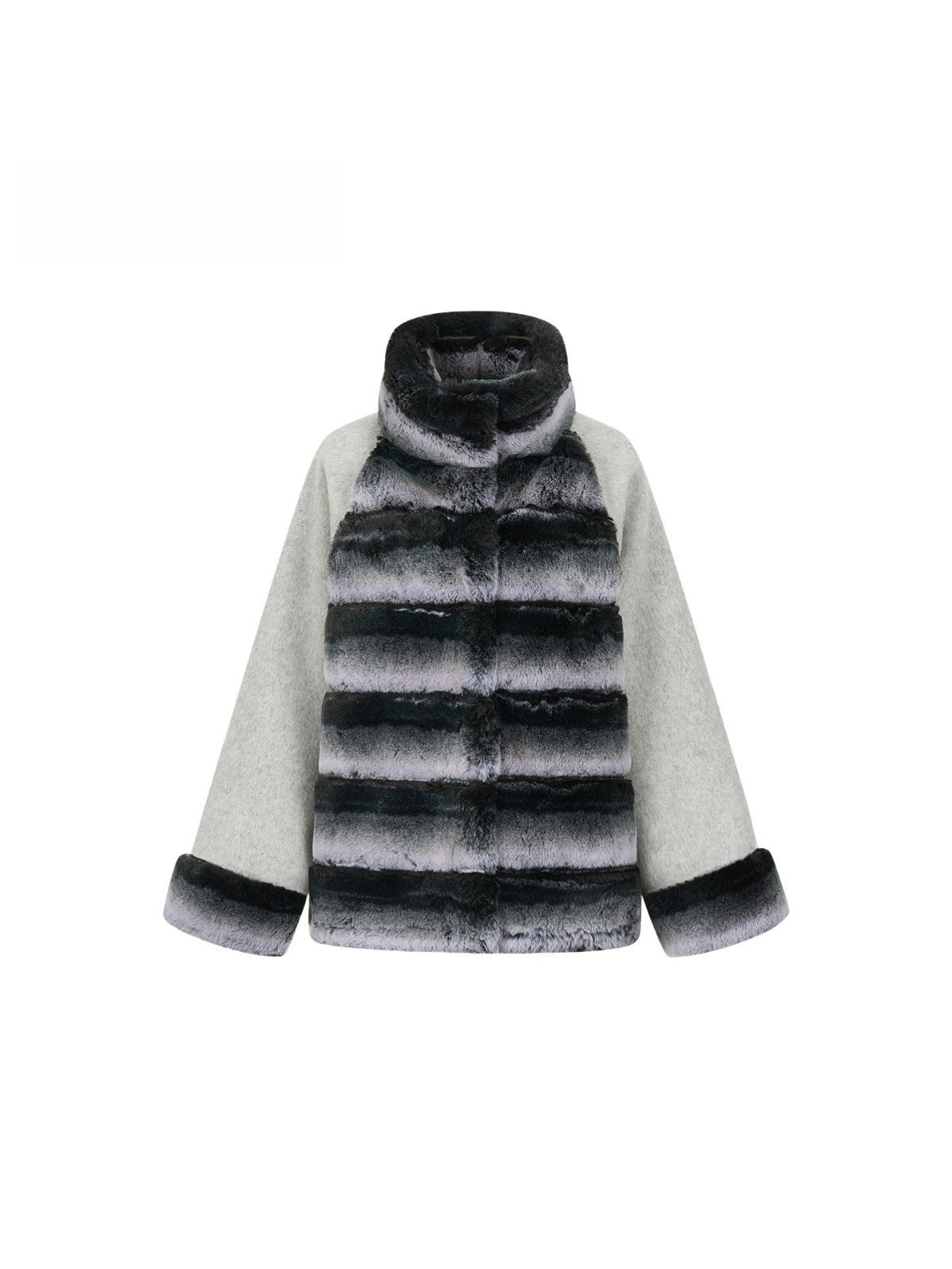 Gradient Faux Fur Wool Coat