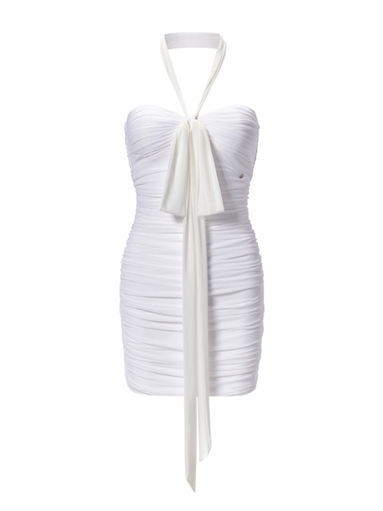 Bowknot Halter Smocked Pencil Dress