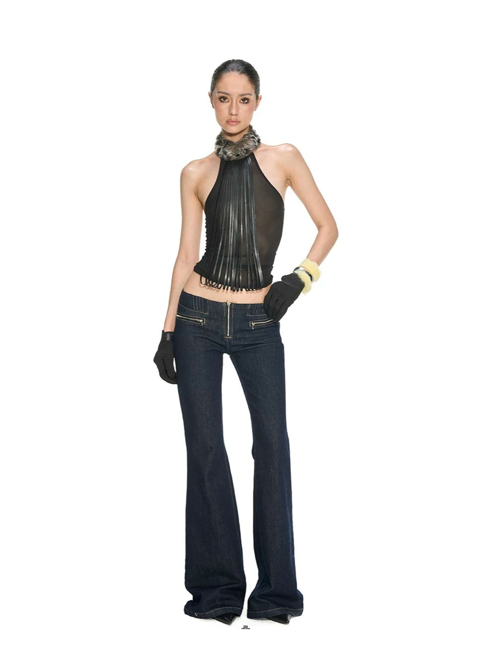 Low-Rise Zip Flare Jeans
